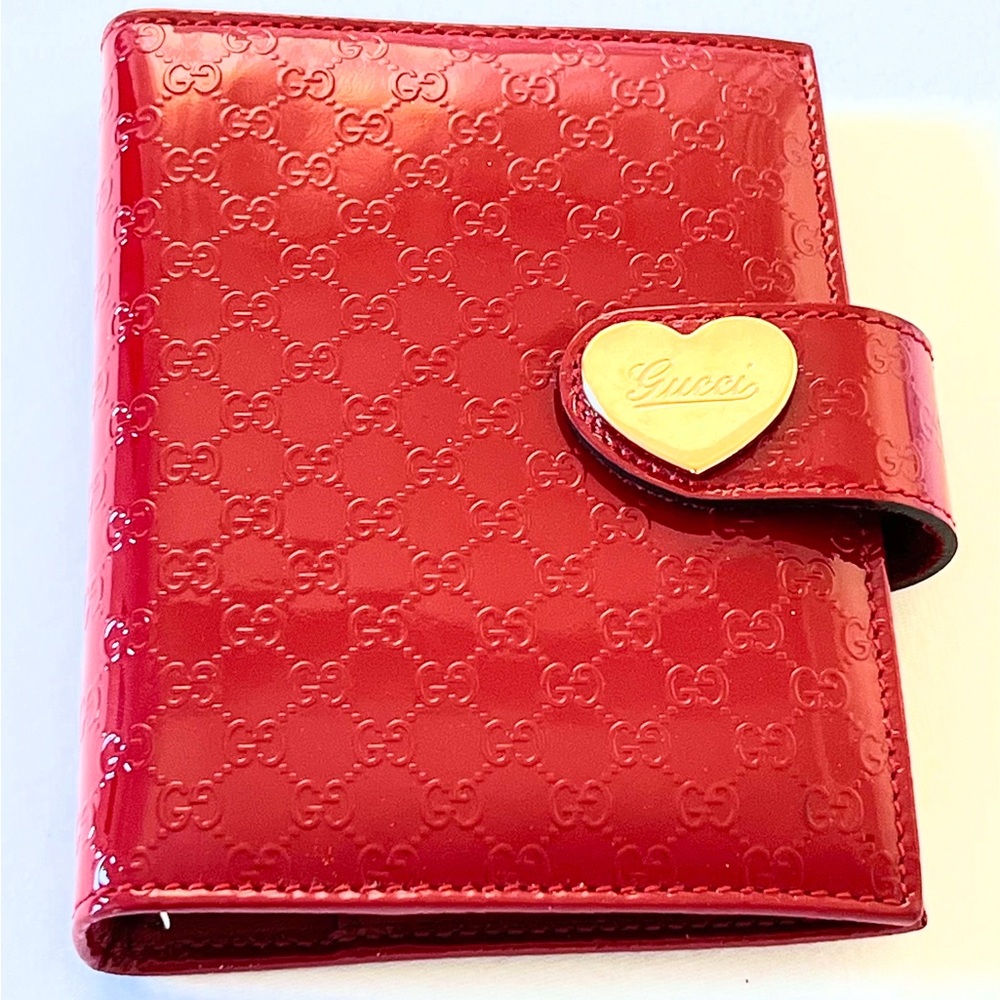Gucci Microguccissima Red Patent Leather PM Agenda